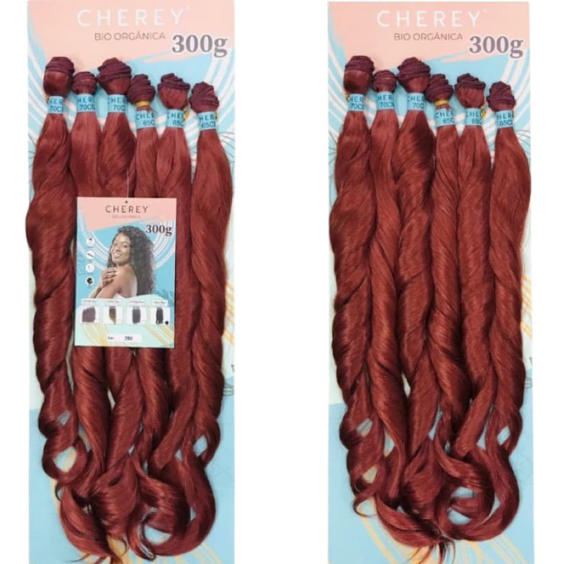 Cabelo Perla Liso Ondulado Cherey Bio Orgânico 300g 60cm Ruivo