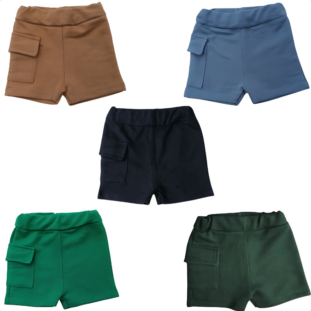 Shorts Infantil Menino Moletinho Juvenil liso em algodão