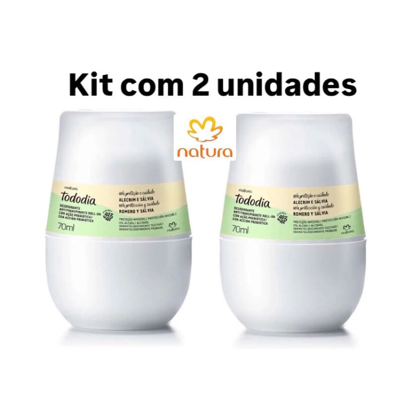 Desodorante Antitranspirante Natura Tododia Roll-on Natura Alecrim e Sálvia | Kit 2 un. 70 ml cada