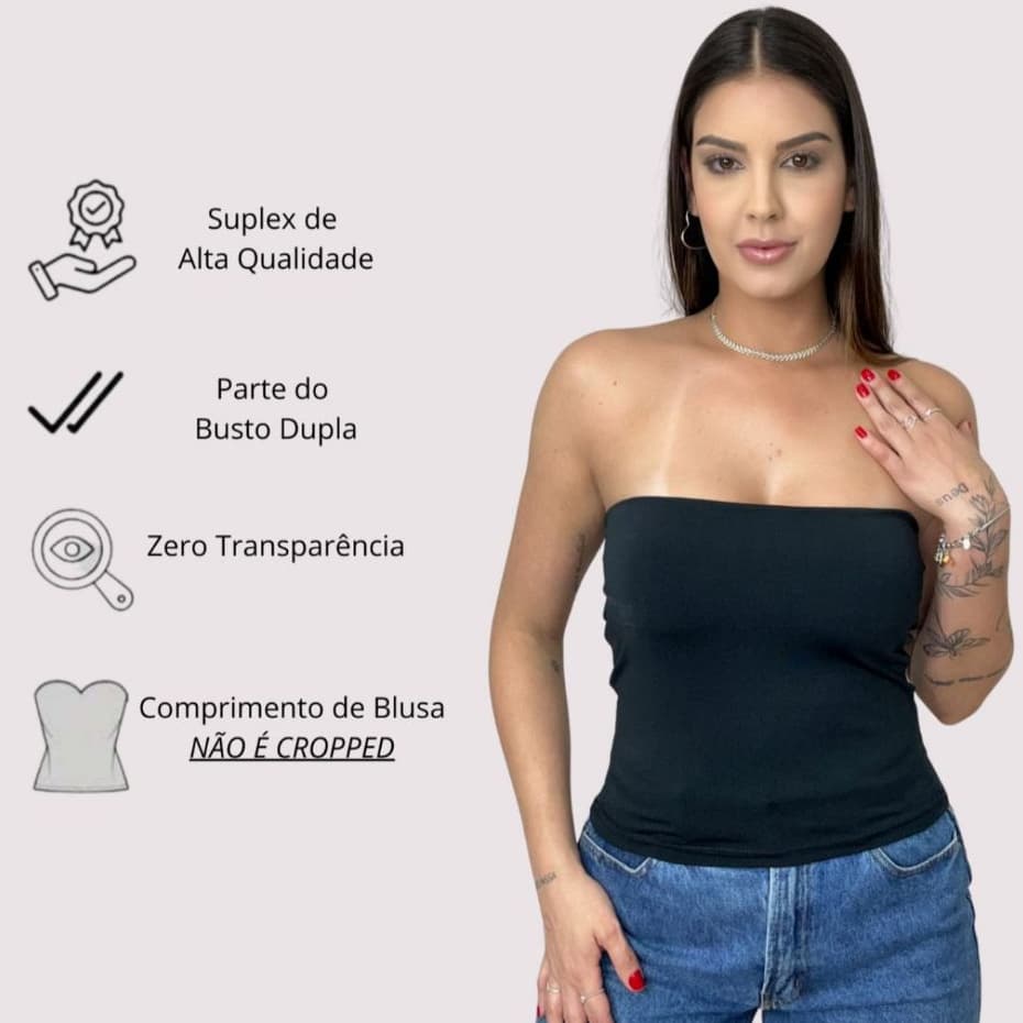 Top Tube Tomara que Caia Blusa Feminina Tubinho em suplex com Forrada Moda Blogueira