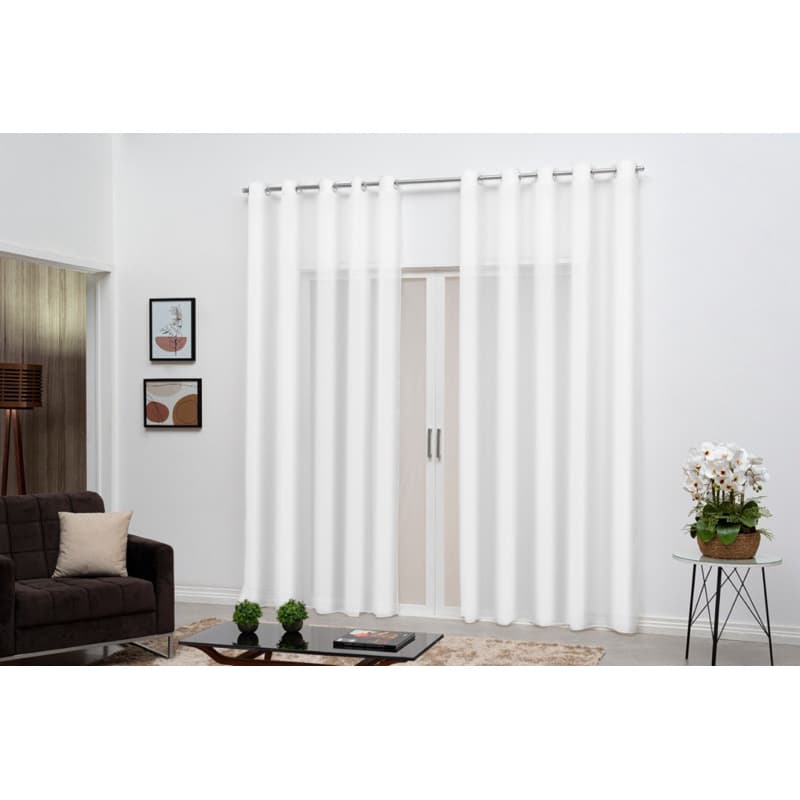 Cortina de Voil Liso para Sala e Quarto 2 x 1,40 Cortina Voil