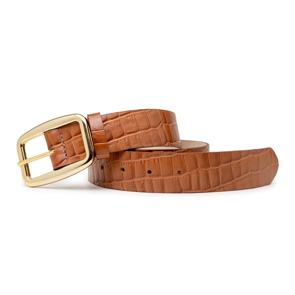 Cinto Feminino Elegante Casual Moda Couro Legítimo Estampado Crocodilo
