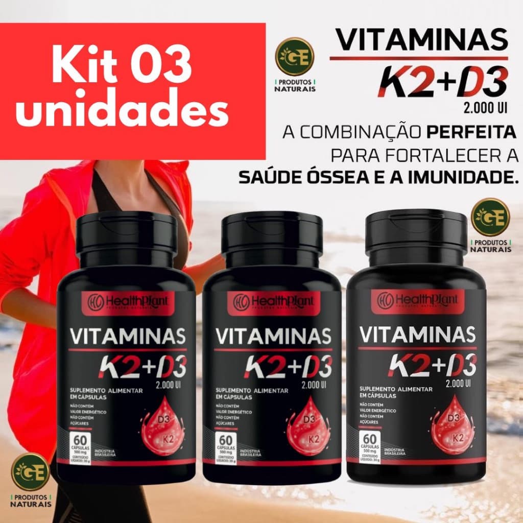 VITAMINA K2 + D3  - 60 CÁPSULAS. 1-3