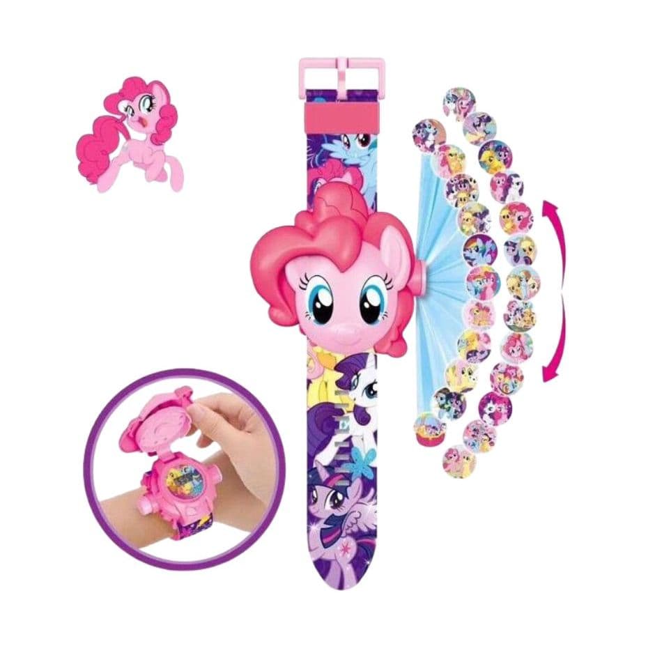 Relógio digital com projetor de 24 imagens do seu desenho preferido MY LITTLE PONY , formato da PINKIE PIE