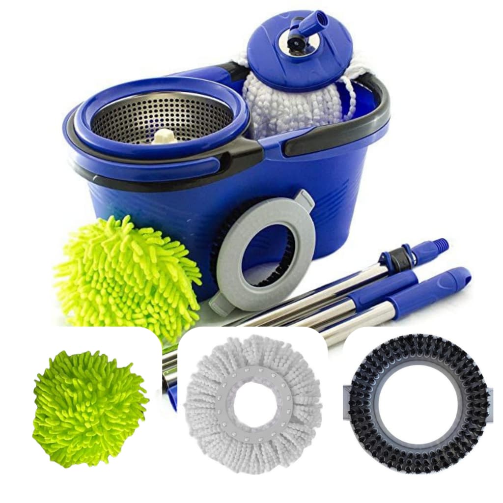Esfregão Perfect Flash Mop Giratório Inox 360 Balde Grande 14l Com 4 Refis + Acessorios Rodo Limpeza