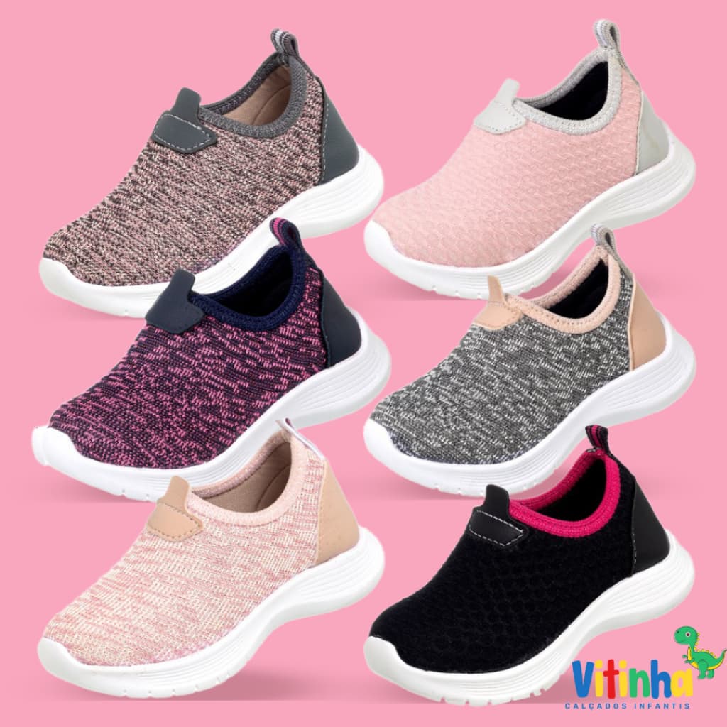 Kit 2 Sortidos Sapatinhos de Tenis Infantil Casual Para Meninas Princesas