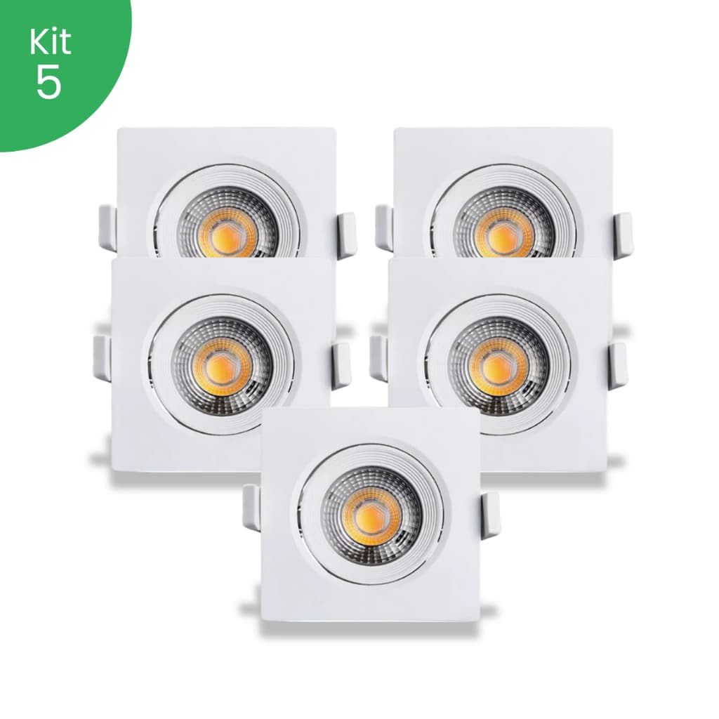 Kit 5 Spot de Led Branco Frio Bivolt 5w Direcionavel Luminaria de teto