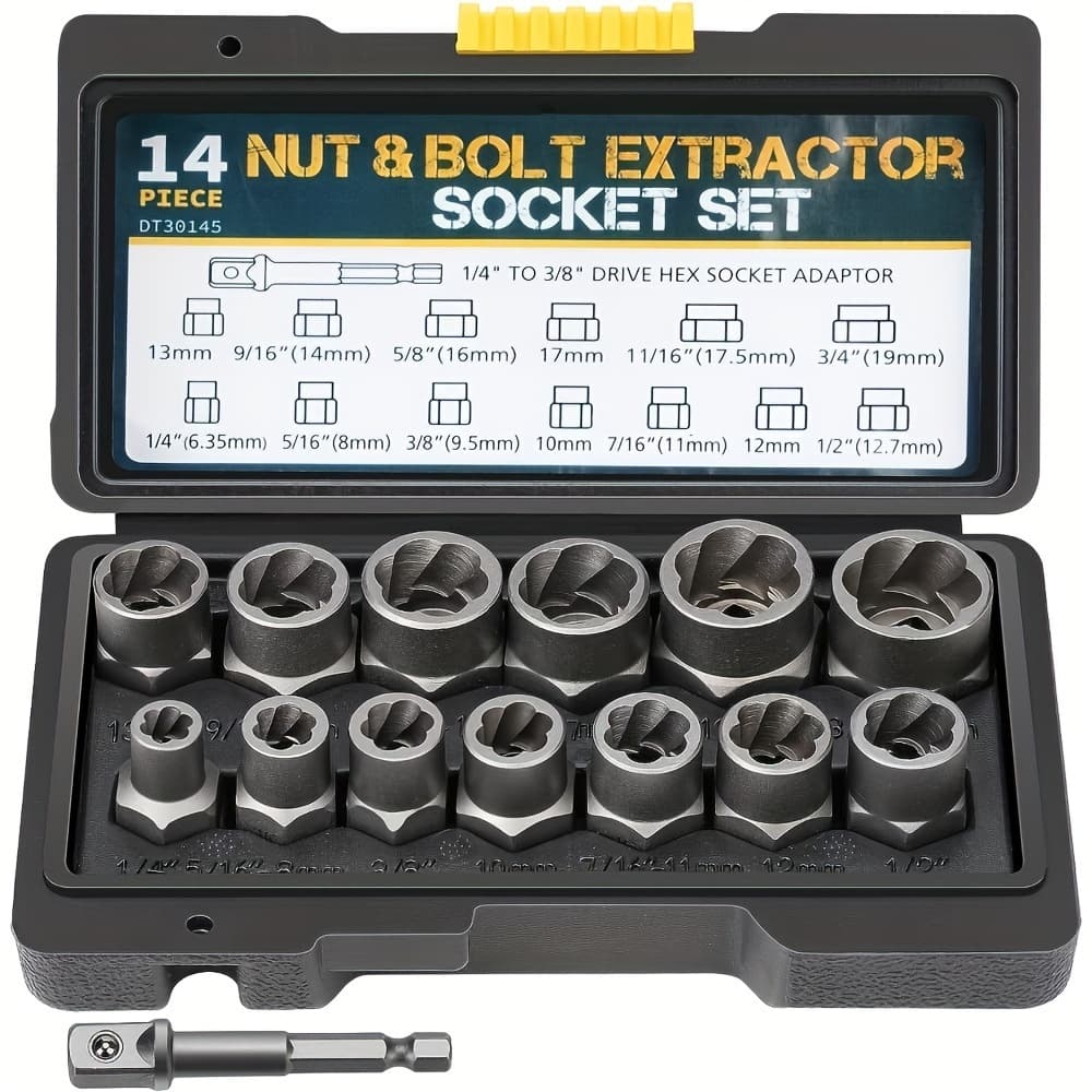 Conjunto Extrator De Porca De Parafuso De Impacto De Unidade De 14 Peças Lug 3/8 Polegadas Kit Removedor Aço De Ferramen