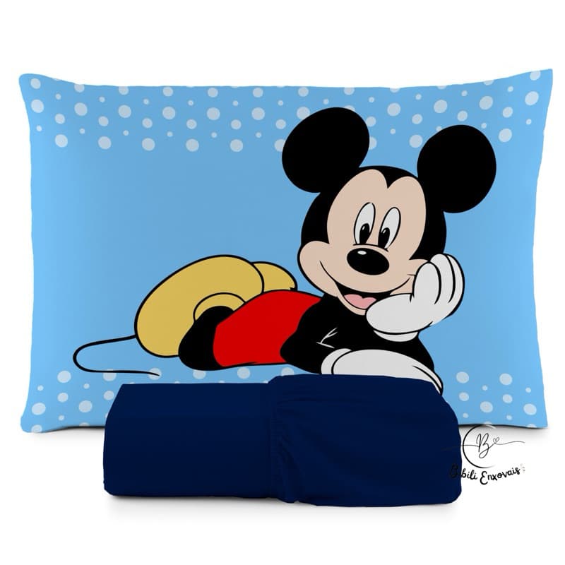 JOGO DE LENÇOL SOLTEIRO INFANTIL MICKEY  FRONHA TRAVESSEIRO, LENÇOL DE ELASTICO
