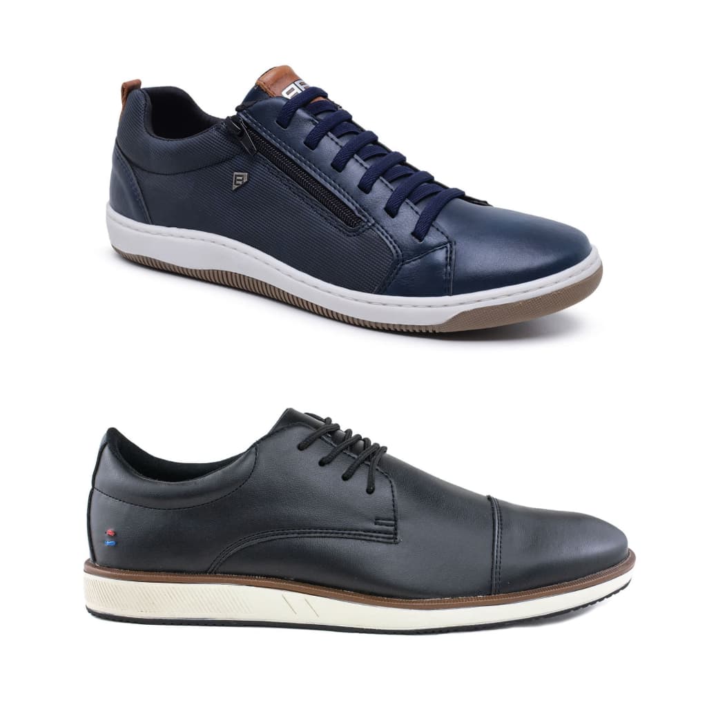 Kit 2 Sapatêo Social Masculino Oxford & Sapatênis Casual Urban Confort