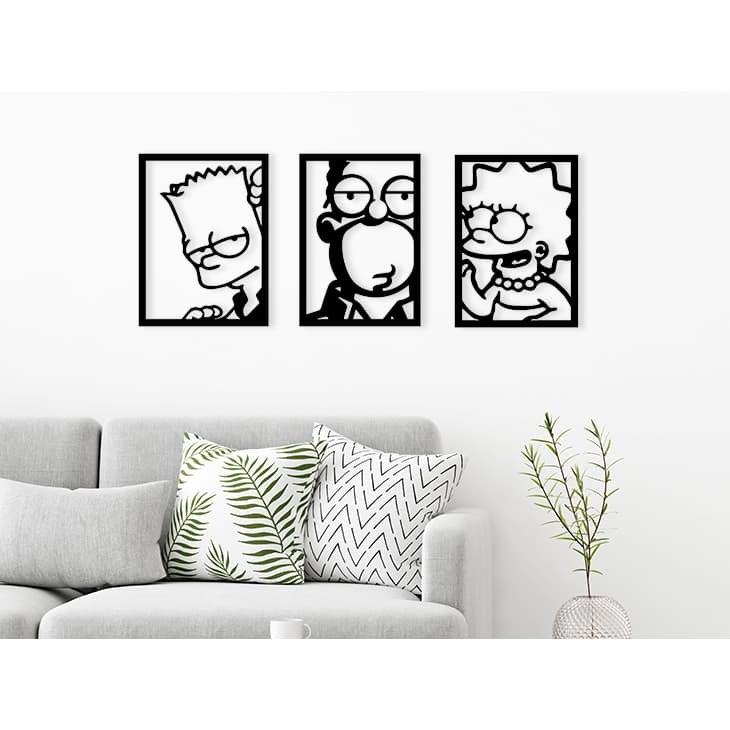 Kit 3 Quadros Decorativos Acrílico Personagens Simpsons Tamanho 20x15 cm