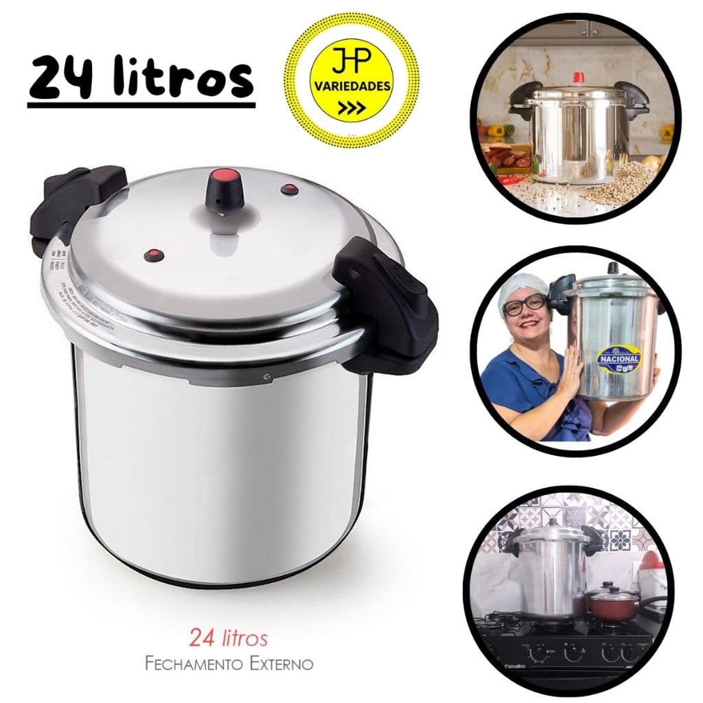 Panela de Pressão Restaurante Hotel Escola com Fechamento Externo 24 Litros Grande