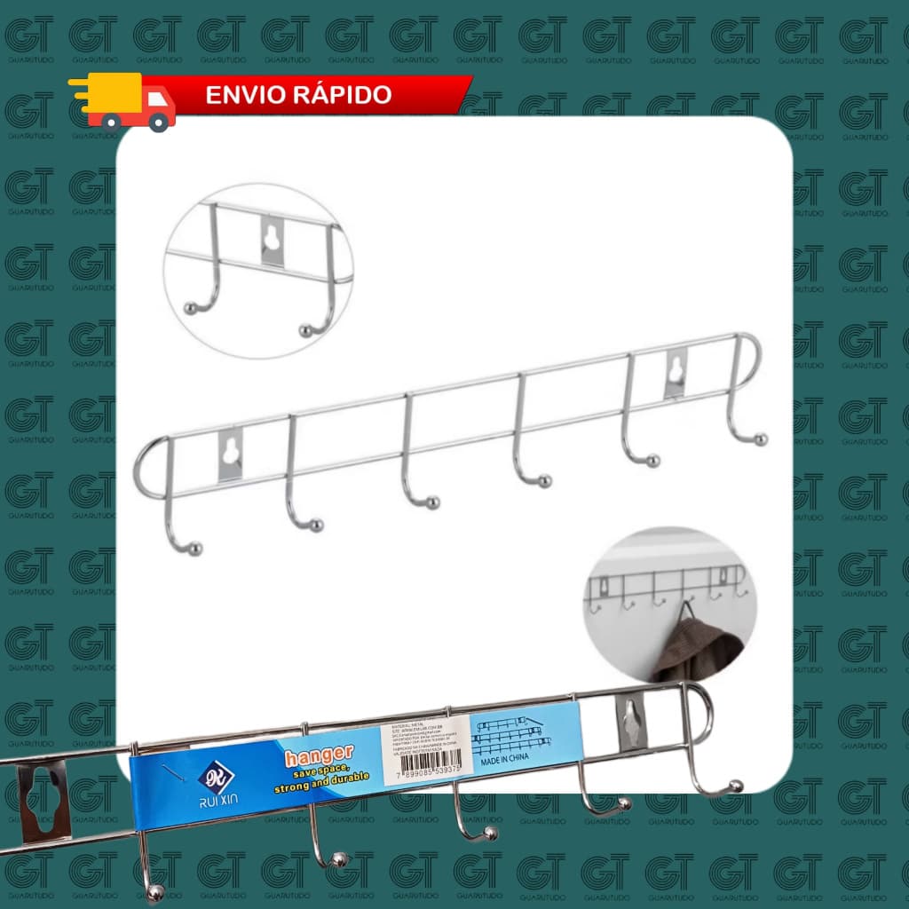Cabide de metal uso diverso, Suporte de vassoura e rodo, Suporte Universal.