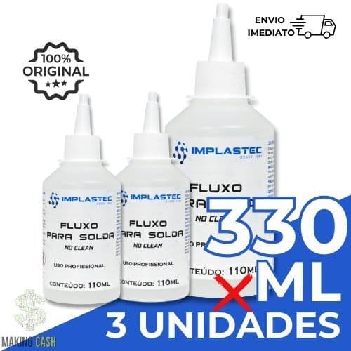 Kit 3 Fluxo de Solda Líquido No Clean Incolor 110ML- Implastec