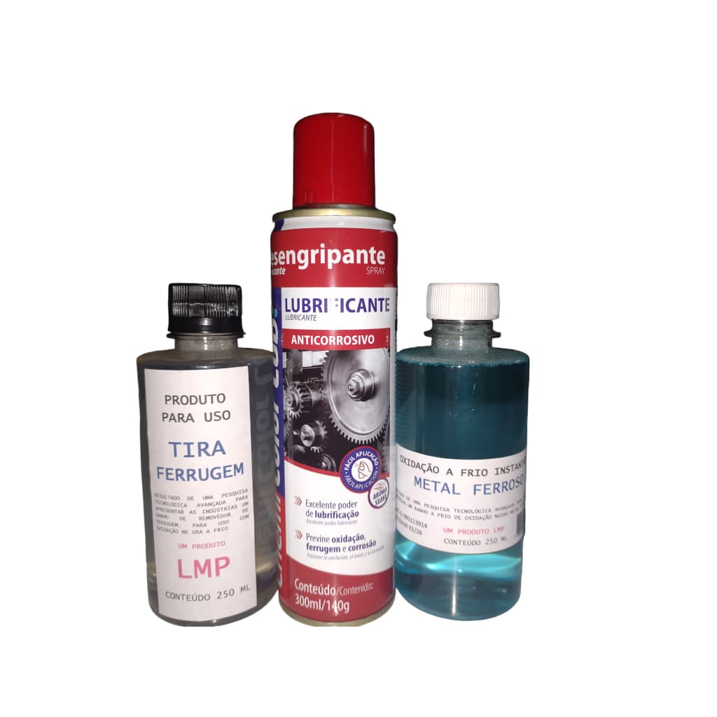 Kit Oxidação Negra A Frio Metal Ferro 250 Ml Suporte 24 Horas