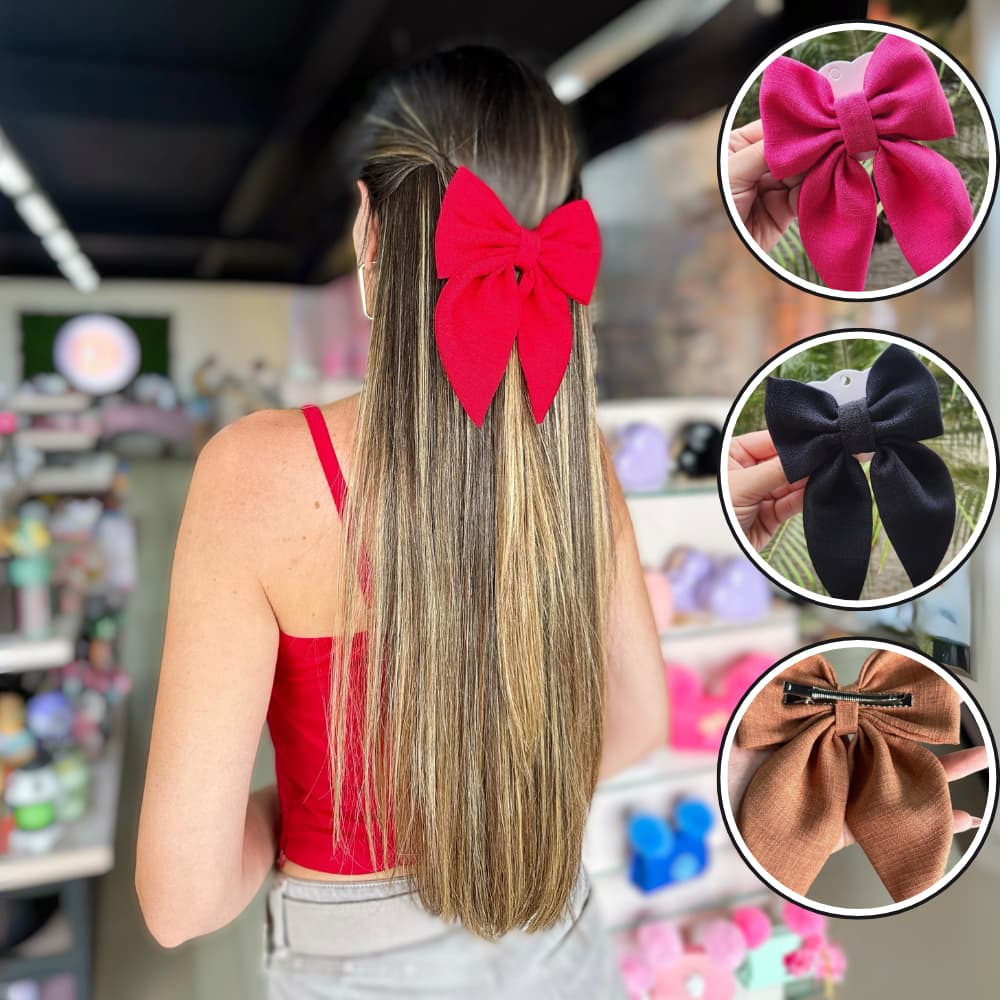 Laço Para Cabelos Em Linho Adulto e Infantil Delicado e Elegante Acessório
