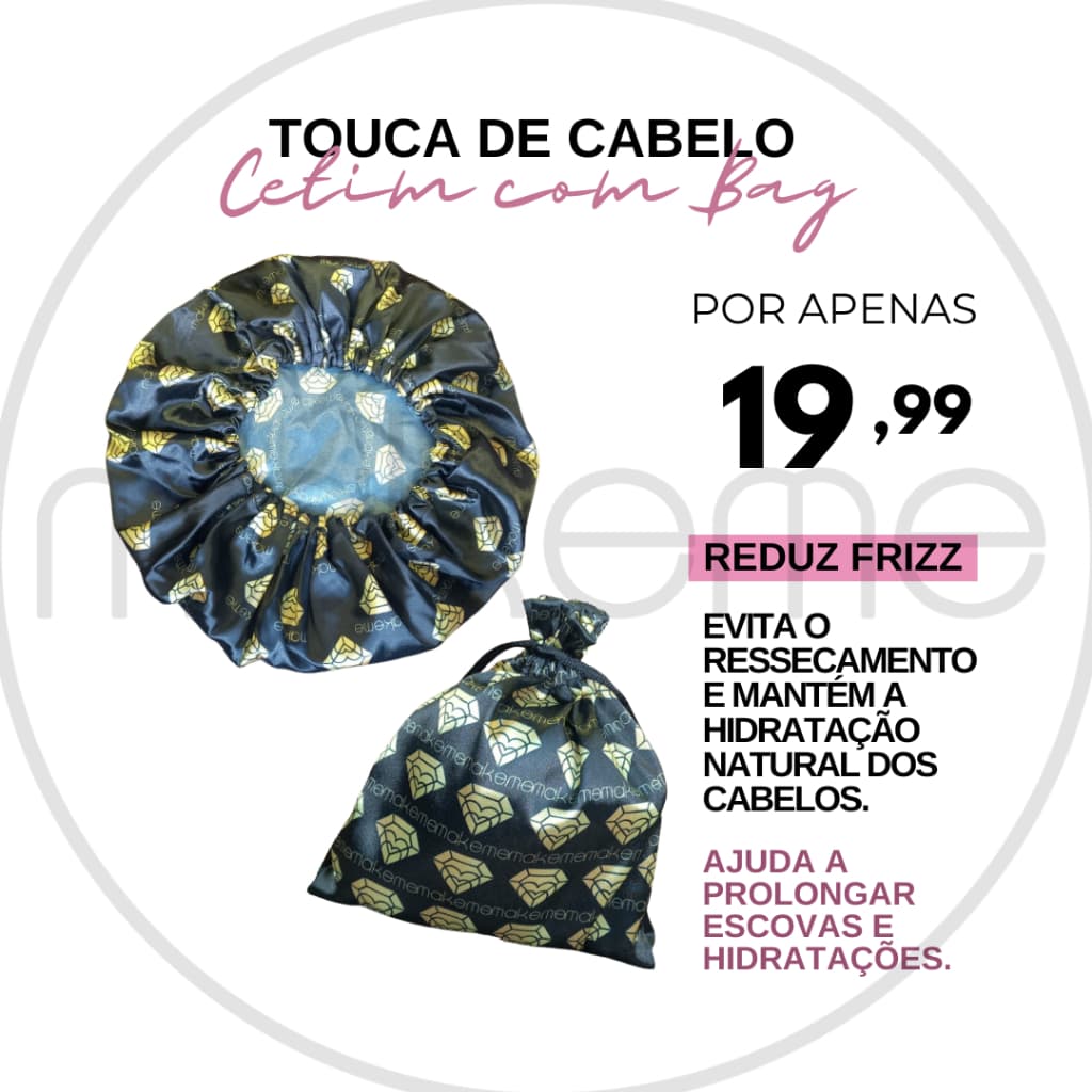 1 Unidade Touca de Cetim Anti Frizz Com Bag Hidratação Cabelo