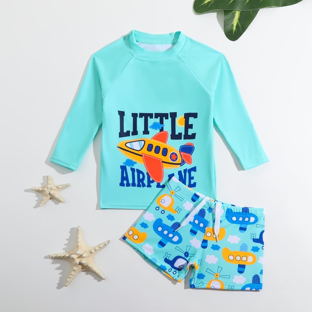 HT VEST Conjunto de Praia Infantil com Tema de Aviãozinho 2024 B3133