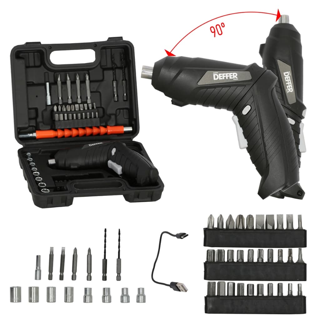 Parafusadeira a Bateria 3,6v Com Maleta + 46 Acessórios | Kit Completo - DEFFER