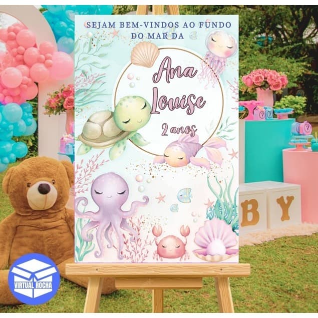 Quadro Decorativo Placa Decorativa Fundo Do Mar Aniversário Criança Festa MDF
