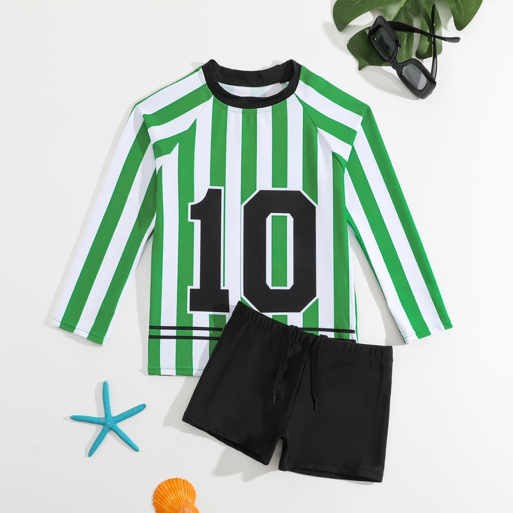 HT VEST Conjunto Infantil Masculino de Praia - Camisa UV e Shorts Estiloso 2024 I3115