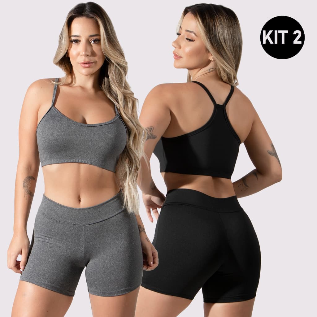 Conjunto Feminino Short Suplex Transpassado + Top Uma Alça Mula Manca Akira Fitness Treino Academia
