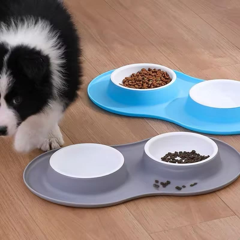 Comedouro E Bebedouro Duplo Em Silicone 200ml Para Pets - Perfeito Para Cães E Gatos, Mantenha Seu Pet Alimentado E Hidr