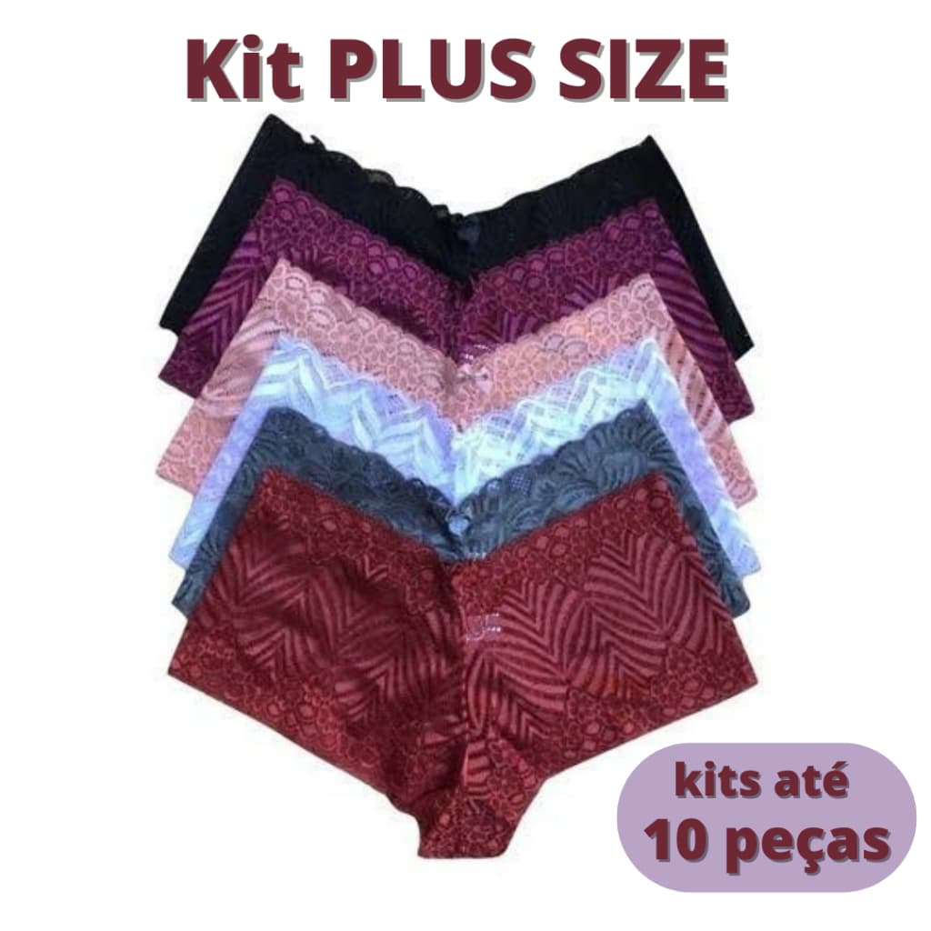 Kit calesson plus size com até 10 calcinhas shortinho de renda Premium.