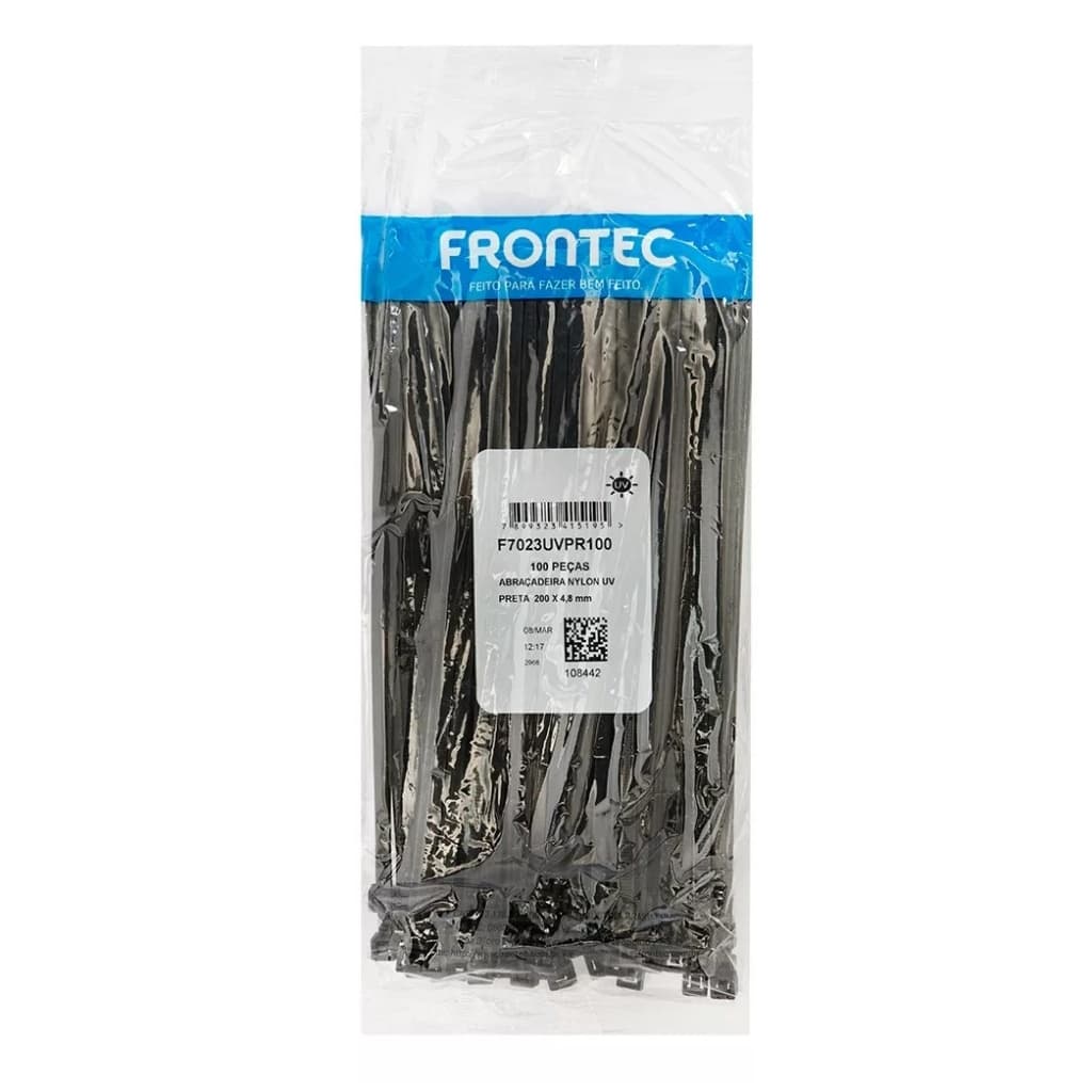 500 Cintas Plásticas 4,8mm x 200mm Abraçadeira Nylon Enforca Gato 20cm.