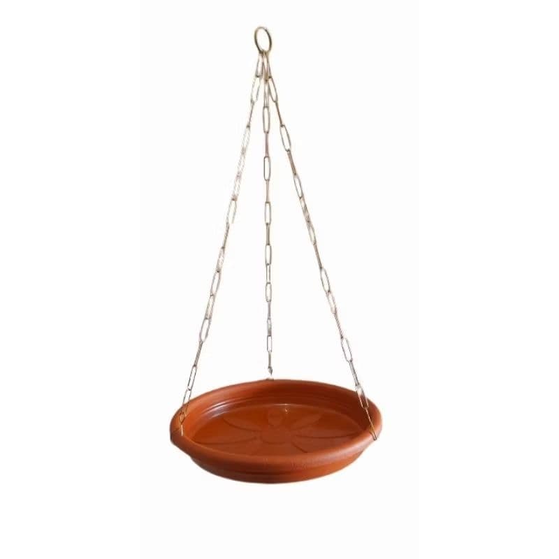 Prato terra cota 25cm c/ corrente aço 45cm Kit p/ samambaia ou outras plantas