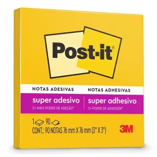 Bloco de Notas Super Adesivas Post-it Refil 76 mm x 76 mm - 90 folhas (Amarelo e Azul céu)