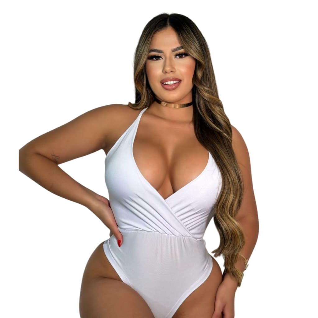 Body Feminino BRUNA Marquezine Tendência Com Bojo Decote V Suplex