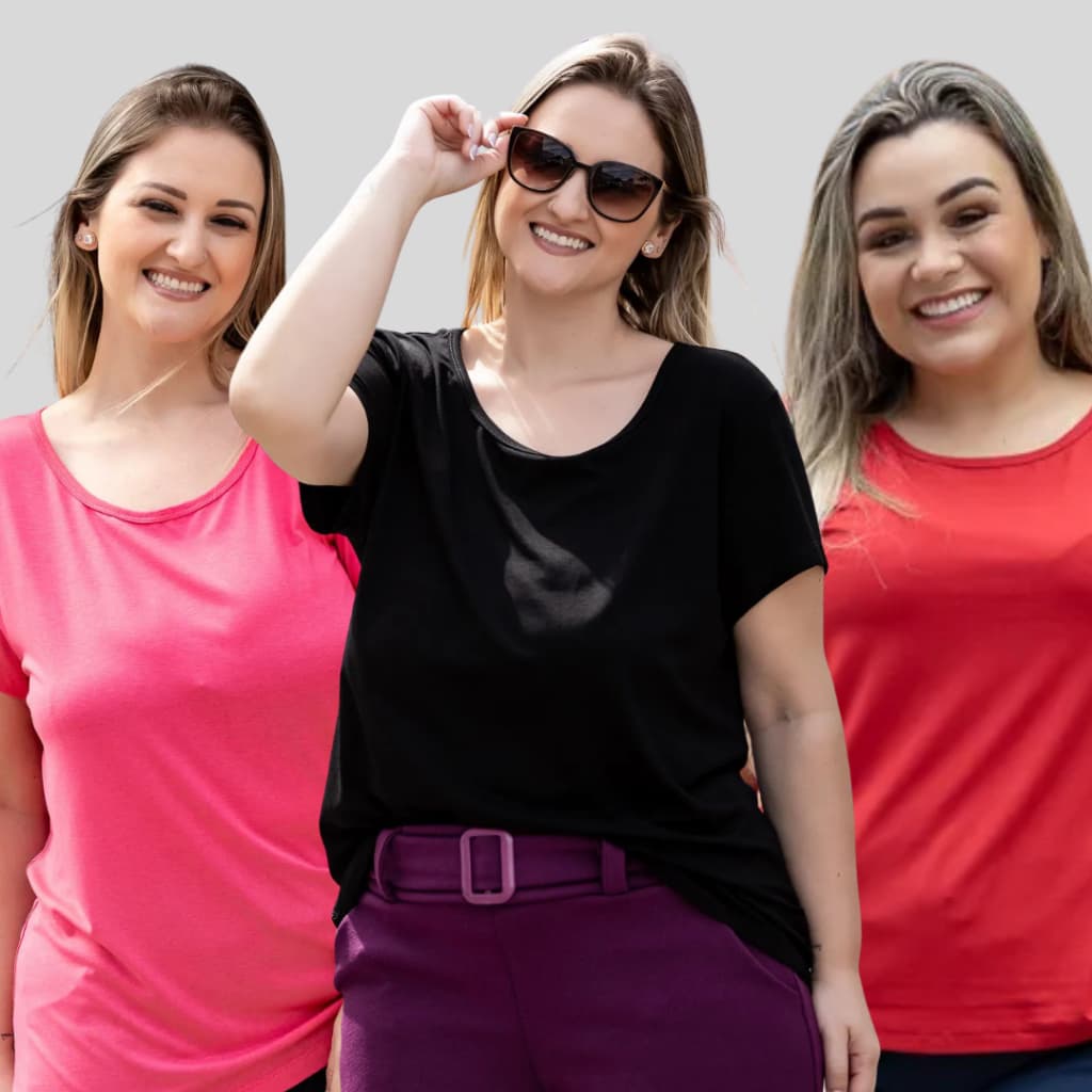Blusa Plus Size Feminina Básica em Viscolycra