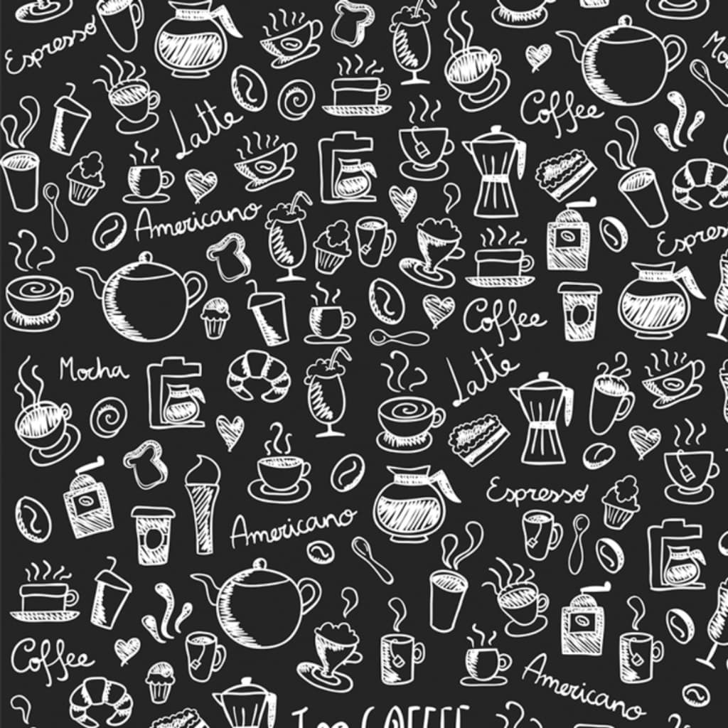 Papel de Parede para cozinha Adesivo Cantinho do Café Em Preto e Branco Temático
