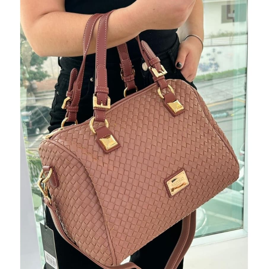 Bolsa Feminina Veryrio Trançada Espaçosa Elegante Reforçada Linda Moderna Ideal Dia Dia