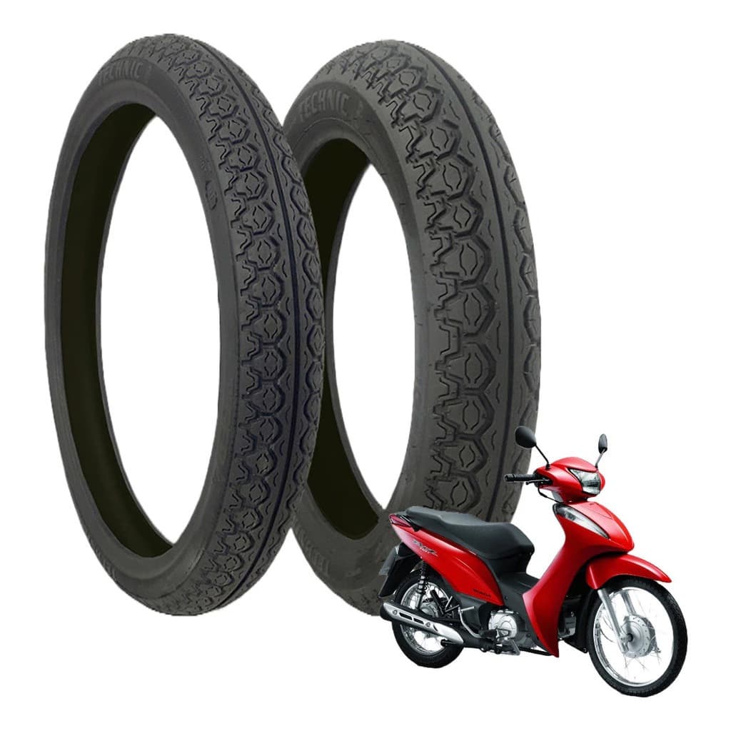 Par Pneu biz novo Traseiro 80/100-14 e Dianteiro 60/100-17
