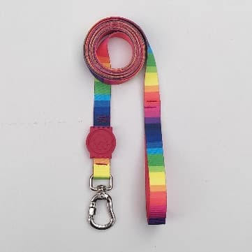 Guia Longo Para Cães - Estampa Arco-íris com detalhes me Vermelho