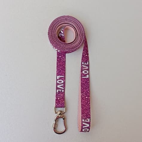 Guia Longo Para Cães - Estampa LOVE Roxo