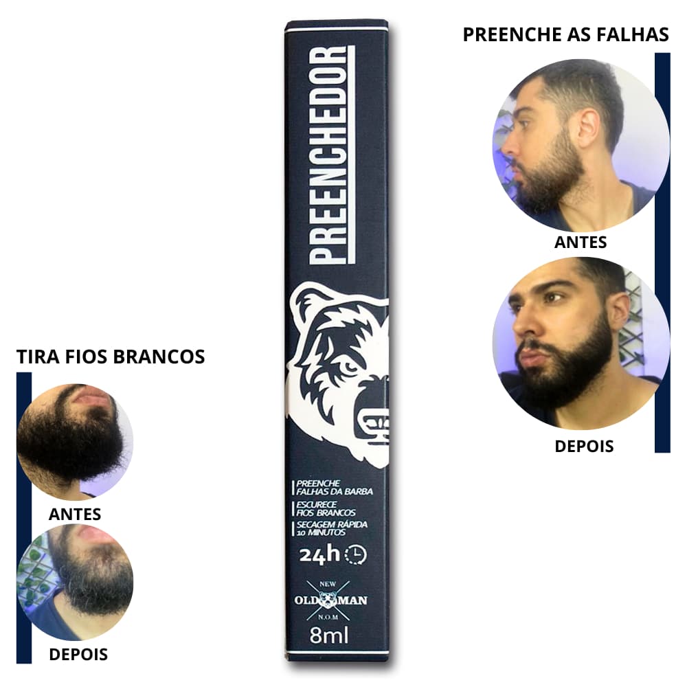 Preenchedor e Escurecedor Para Barba New Old Man - 8ml