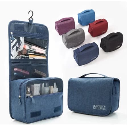 Bolsa Necessaire Organizadora de Mala Higiene Pessoal Com Divisória Cabide Gancho Dobrável p/Viagem Divisórias/ Portátil