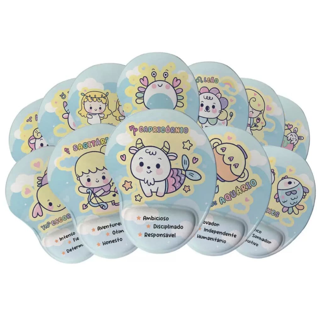 Mouse Pad Ergonômico Signos Zodiaco Kawaii