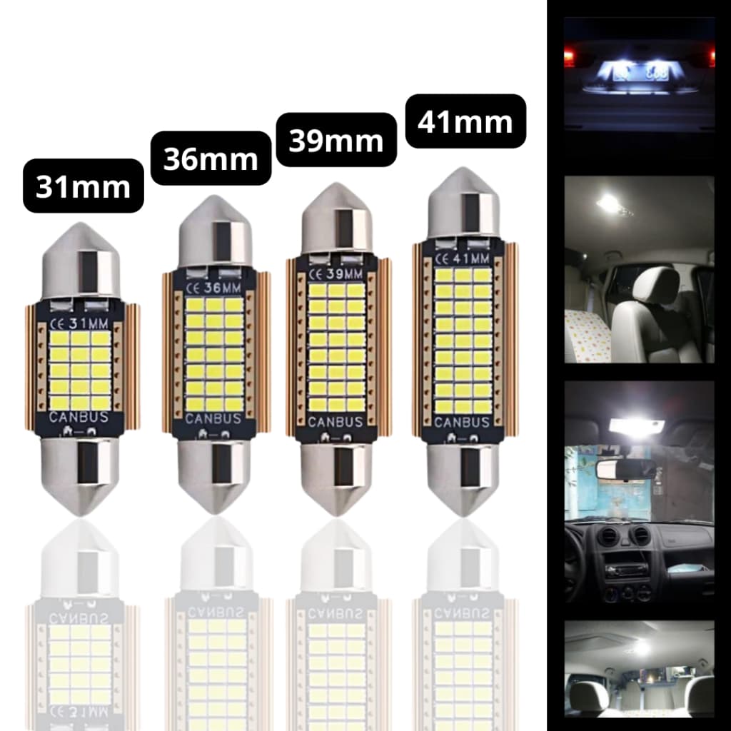 Lâmpada led torpedo Canbus 31mm 36mm 39mm 41mm trava Não acusa no painel Canceller teto leitura placa interior carro