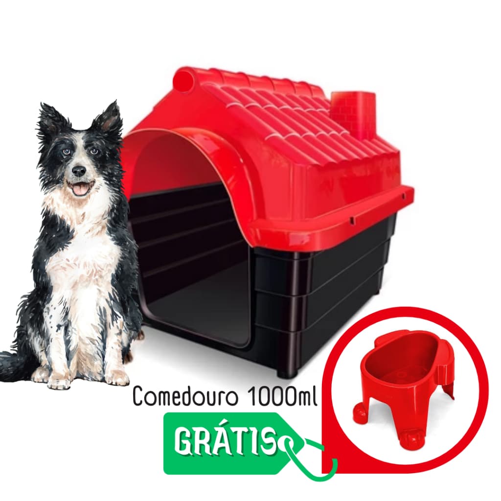 KIT CASA CASINHA MEC PET N8 MANSÃO COM COMEDOURO  MAGNIFICA PARA CACHORROS DE PORTE GRANDE PLÁSTICO