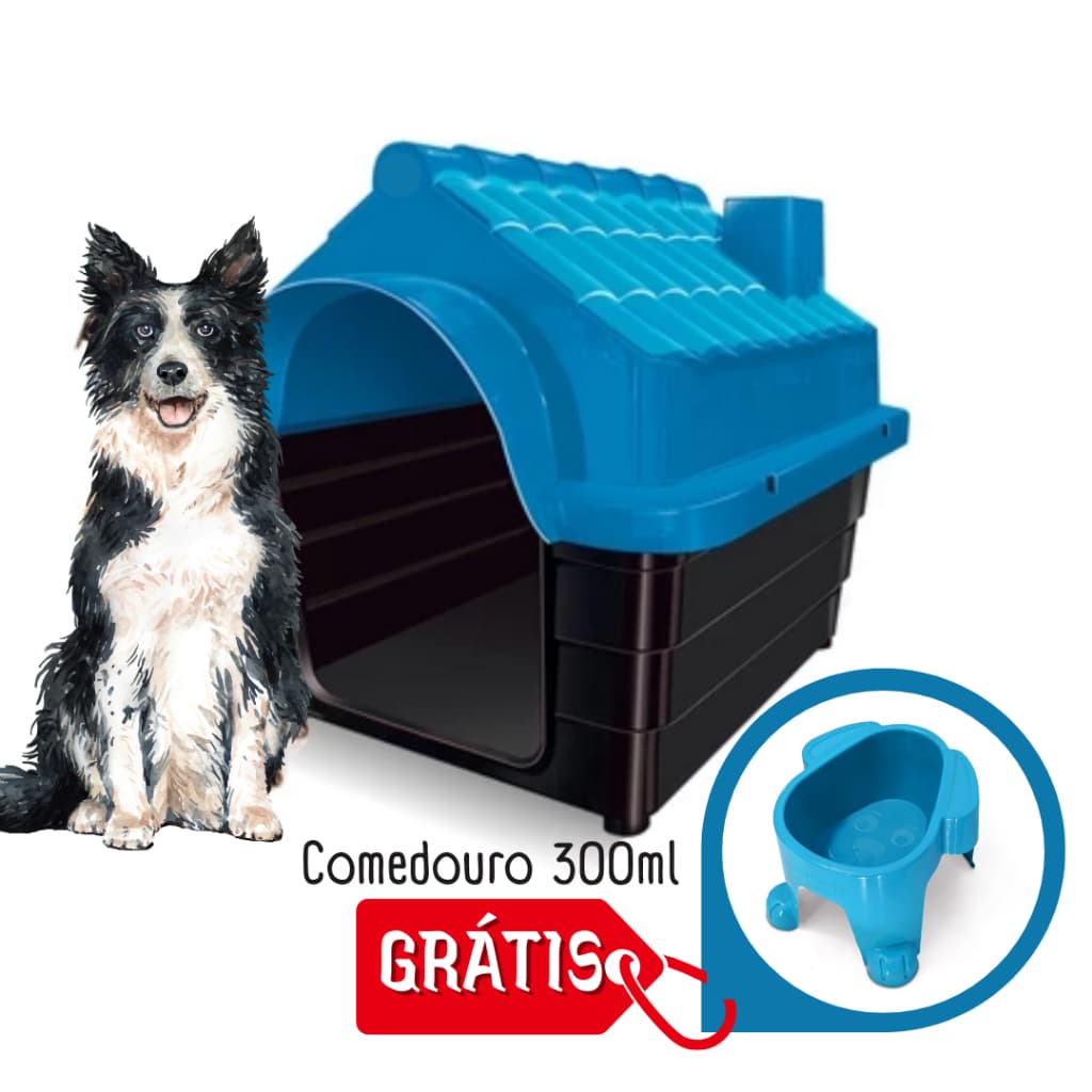 Kit Casa Casinha Em Plástico P/Cachorros+Comedouro Gratuito N6 Porte Grande MECPET Maior do Mercado