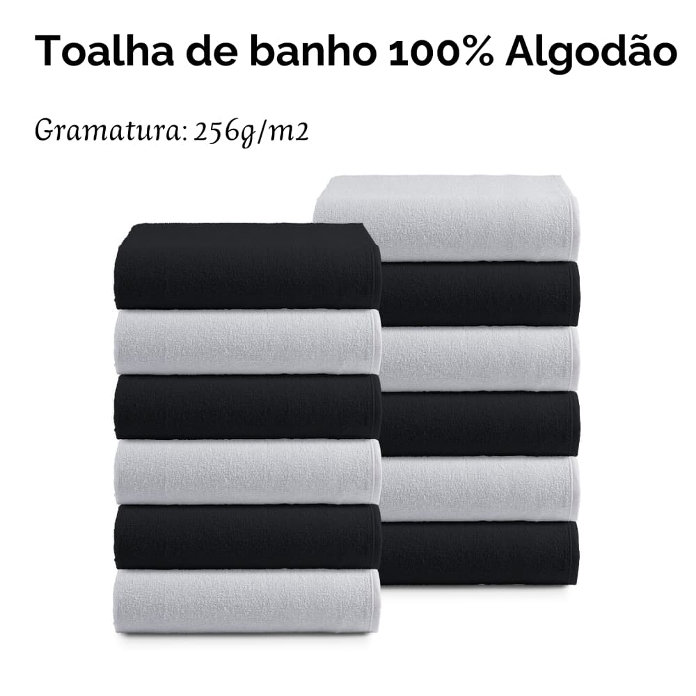 Toalhas de banho Brancas e Pretas Kit/2 Kit/4 Tenille