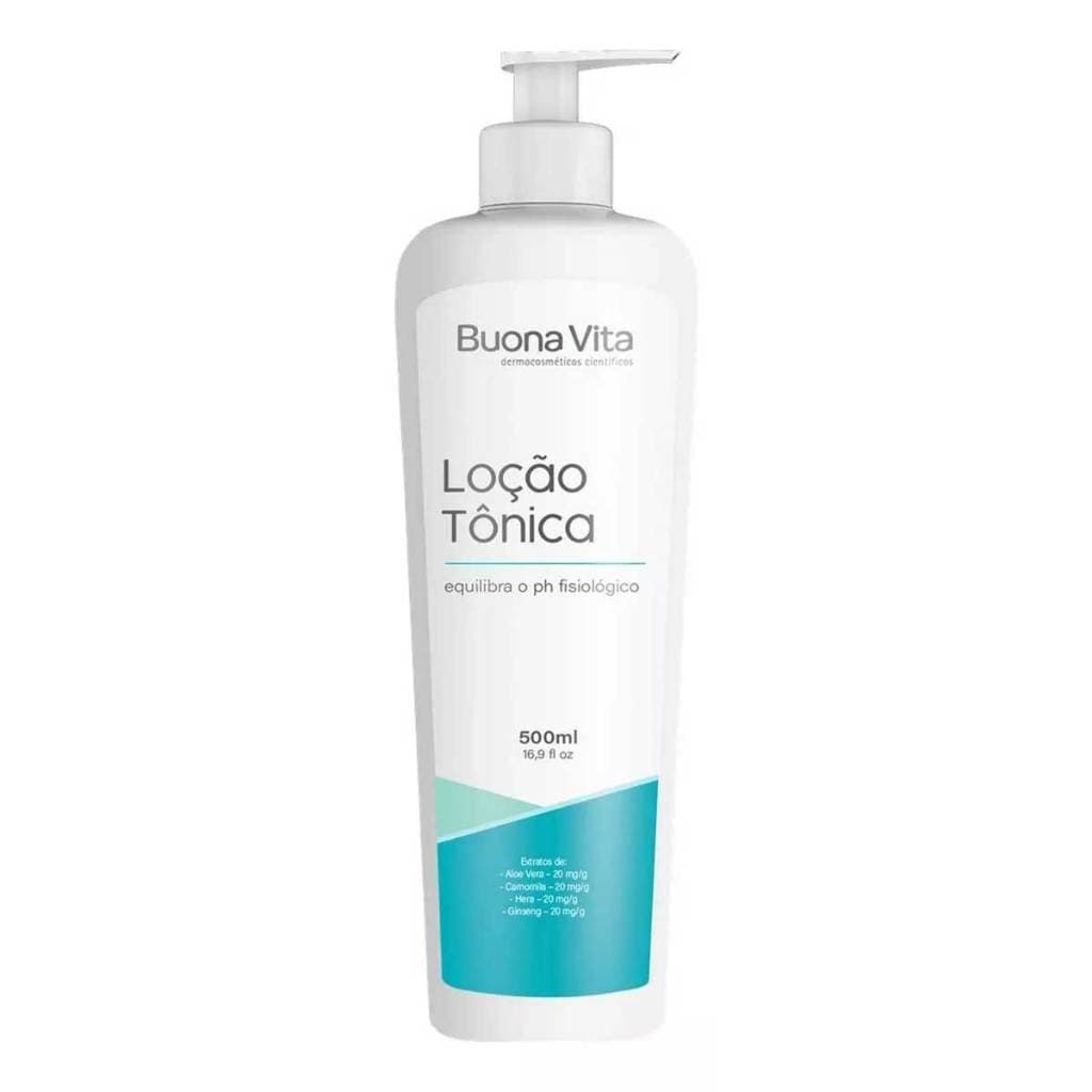 Loção Tônica 500ml Buona Vita - Para Peles Mistas e Secas, Equilibra o pH Fisiológico
