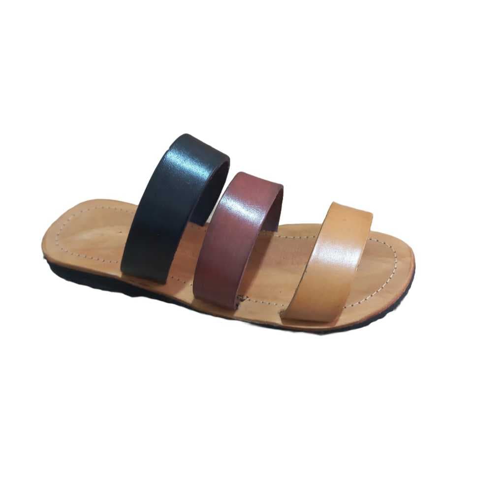 Chinelo do Couro Artesanal Palmilhas de Couro Solado de Borracha Antiderrapante Leve Macio