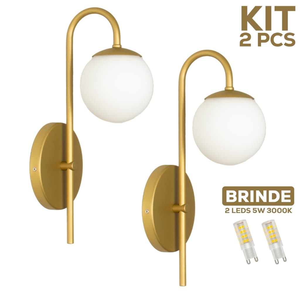 Kit 2 Luminárias Arandela Jabuticaba Globo de 12 para Quarto e Jardim