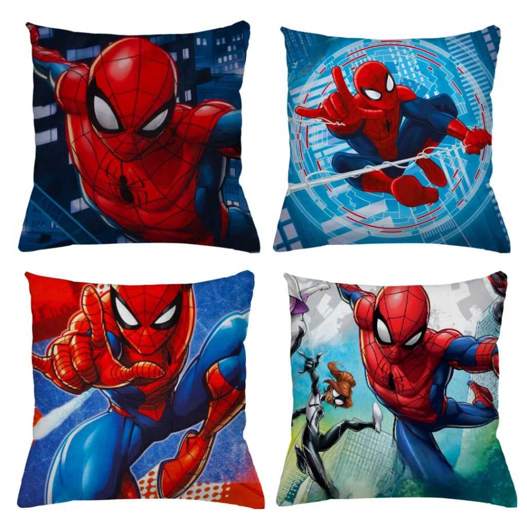 KIT 4 CAPAS DE ALMOFADAS DECORATIVAS HOMEM ARANHA SPIDER MAN QUARTO DE MENINO - TAMANHO 45X45