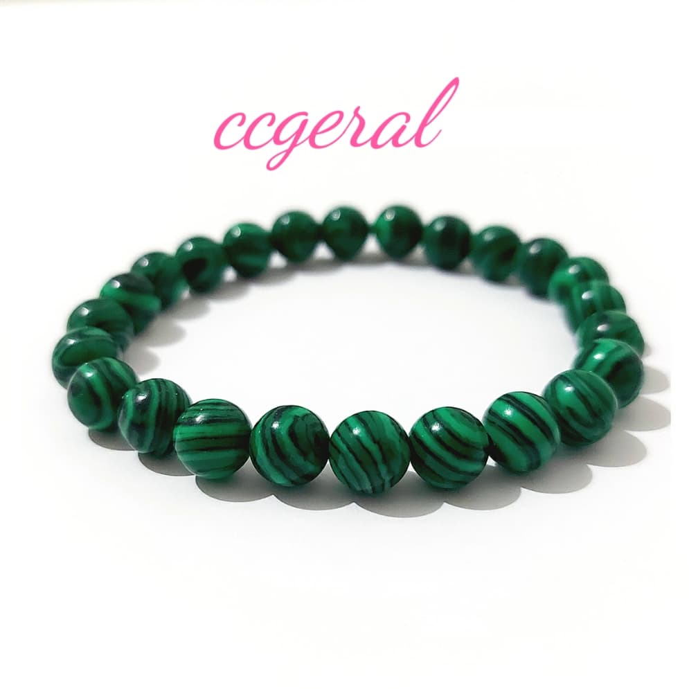 Pulseira De Bolinha Pedras Malaquita Bolinha 8MM
